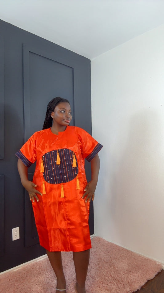 Orange Mikado Bubu Dress