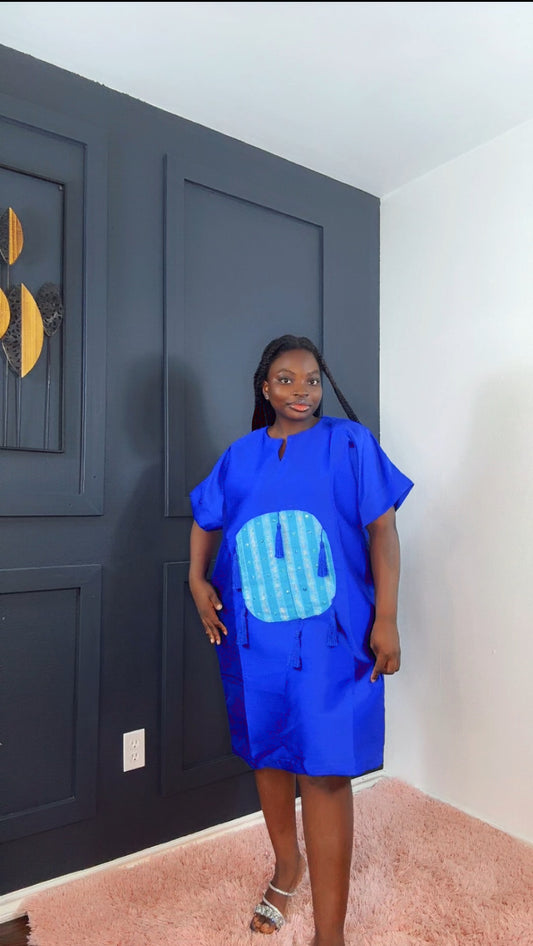 BLUE MIKADO BUBU DRESS