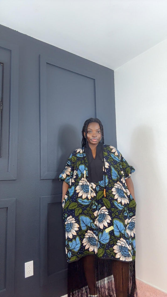 Mirage Fringe Kaftan – African Print Elegance