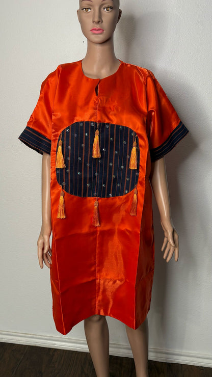 Orange Mikado Bubu Dress