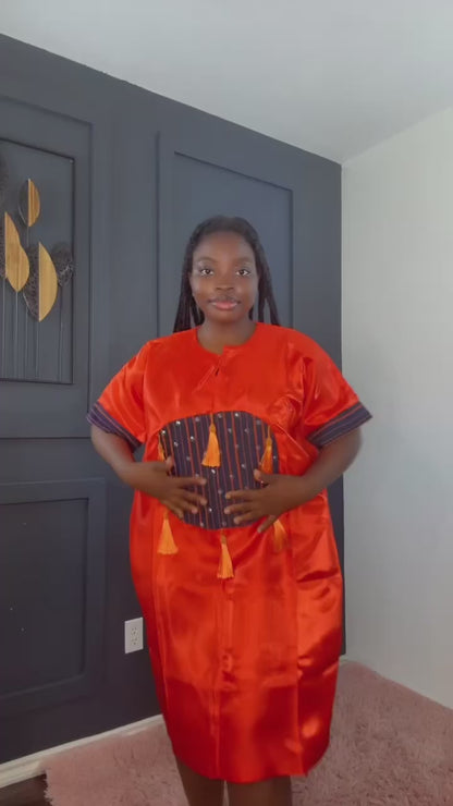 Orange Mikado Bubu Dress