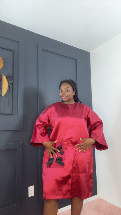 Bubu Bow-Tie Kaftan Dress – Ruby Red