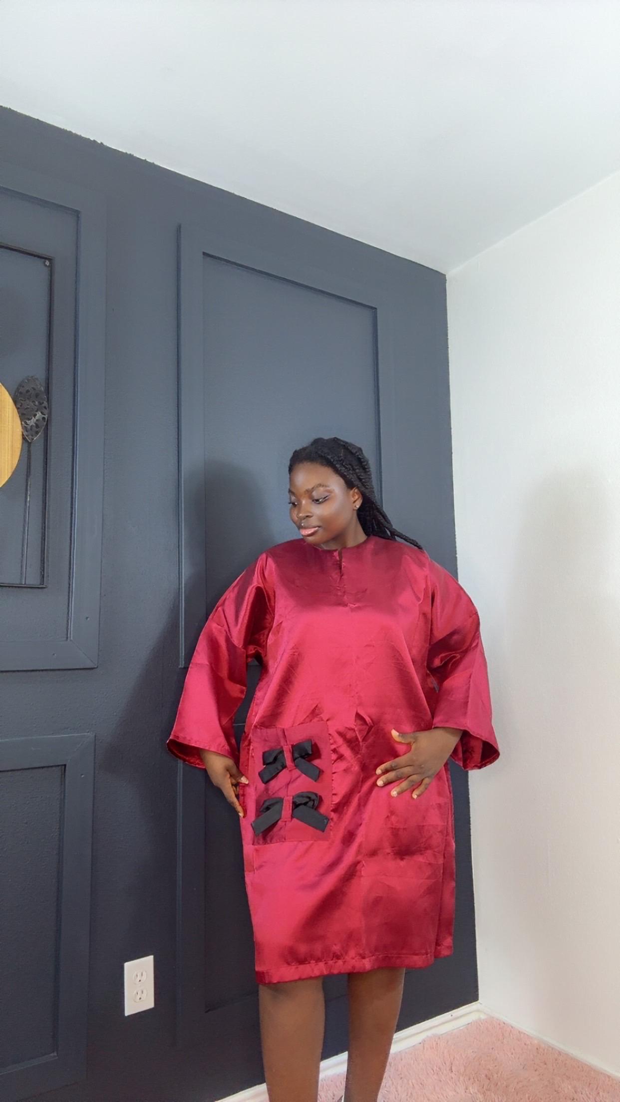 Bubu Bow-Tie Kaftan Dress – Ruby Red