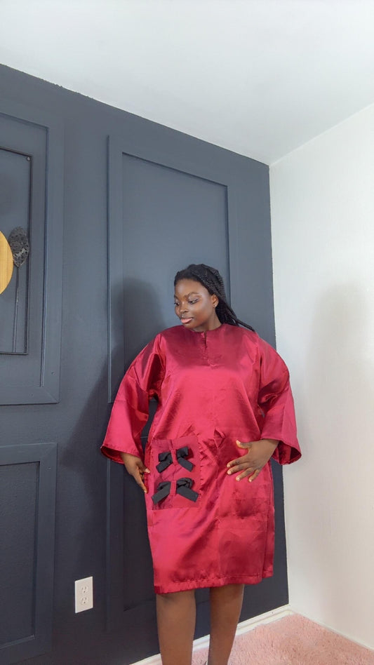 Bubu Bow-Tie Kaftan Dress – Ruby Red